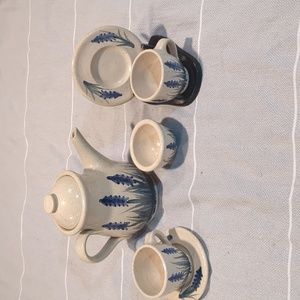 Handmade pottery miniature tea set circa 1995